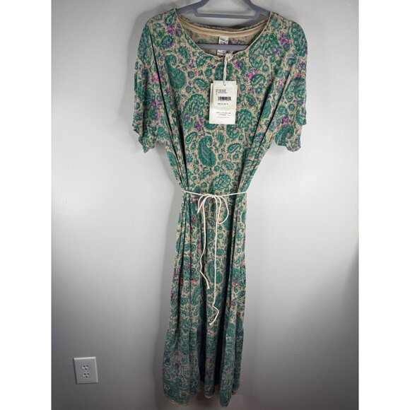 Magnolia Pearl Floral Maxi Dress Relaxed Cotton Jersey Block Print One Size NWT - Picture 11 of 15